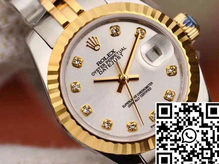 Datejust 18K Dial Lady 28MM Gold Rolex Silver 0206